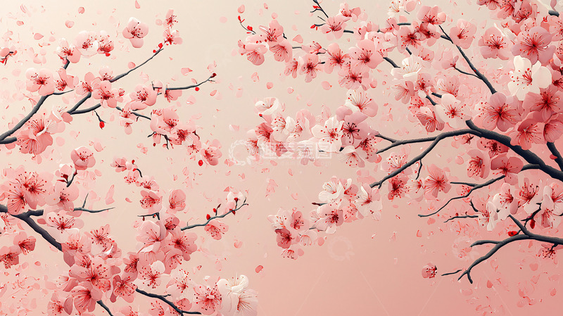 高清大图下载【趣麦麦图】粉色樱花树枝