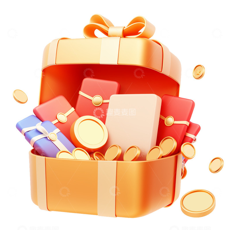 高清大图下载【趣麦麦图】双十一双十二618电商礼盒金币展台背景素材5