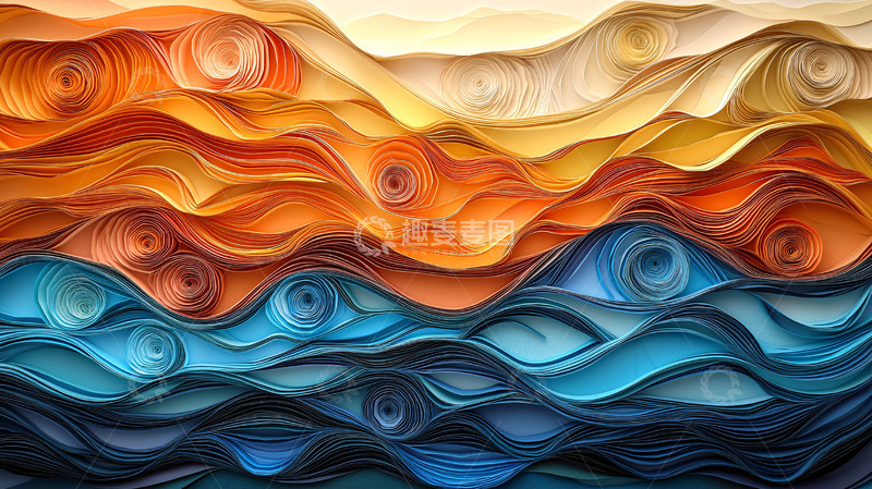 高清大图下载【趣麦麦图】纸艺卷曲的抽象景观