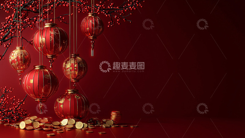 高清大图下载【趣麦麦图】红色中国风灯笼