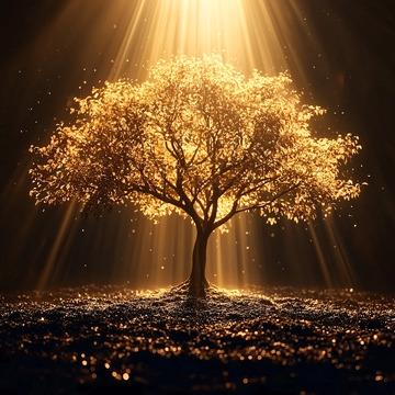 光辉照耀下的金树