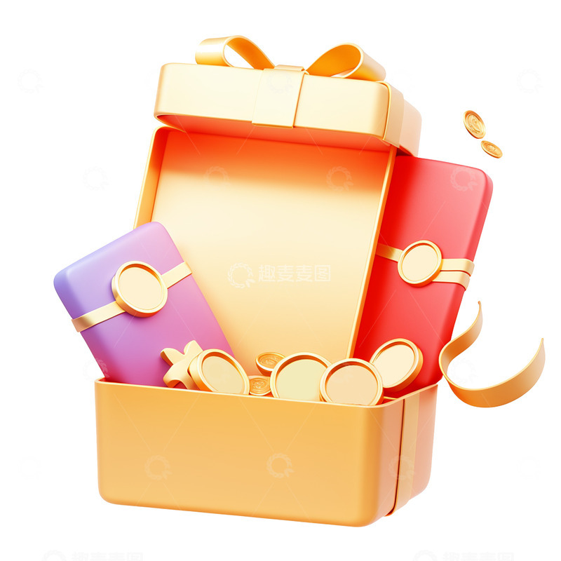 高清大图下载【趣麦麦图】双十一双十二618电商礼盒金币展台背景素材3