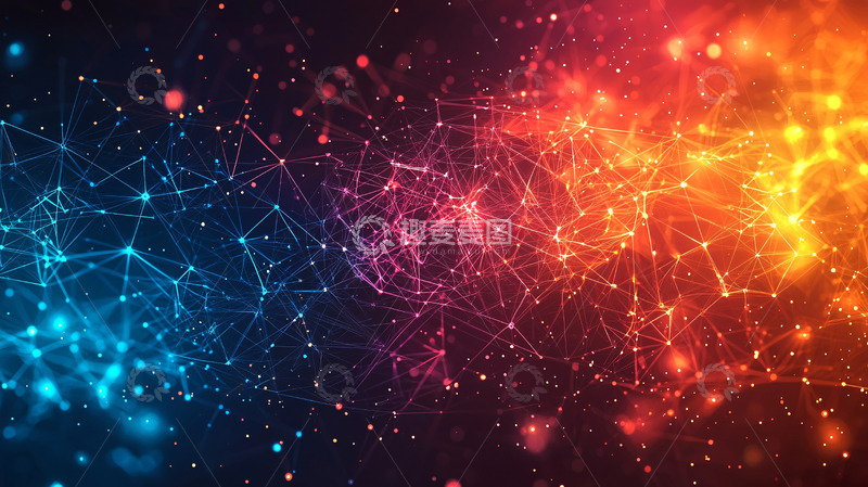 高清大图下载【趣麦麦图】未来科技感的红蓝网络连接