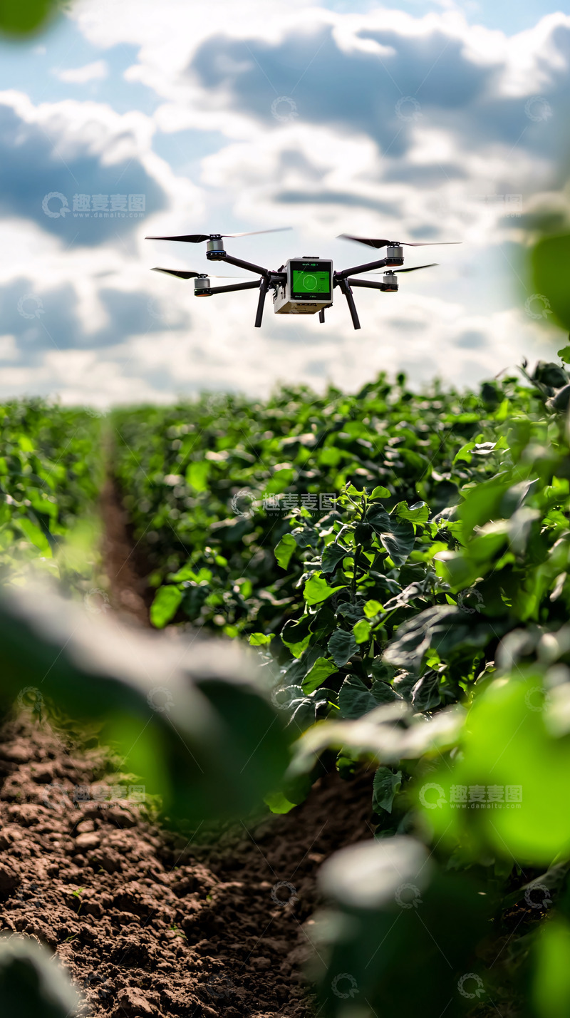 高清大图下载【趣麦麦图】无人机在田地里飞行