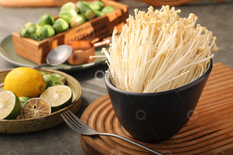 高清大图下载【趣麦麦图】金针菇火锅配菜