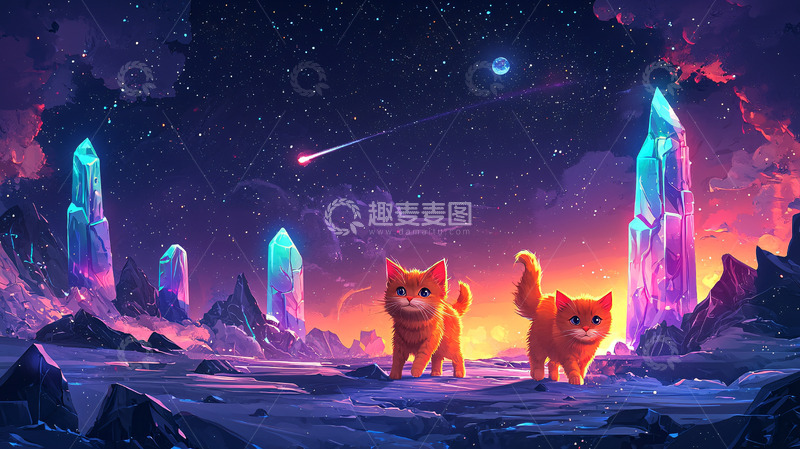 高清大图下载【趣麦麦图】太空猫咪