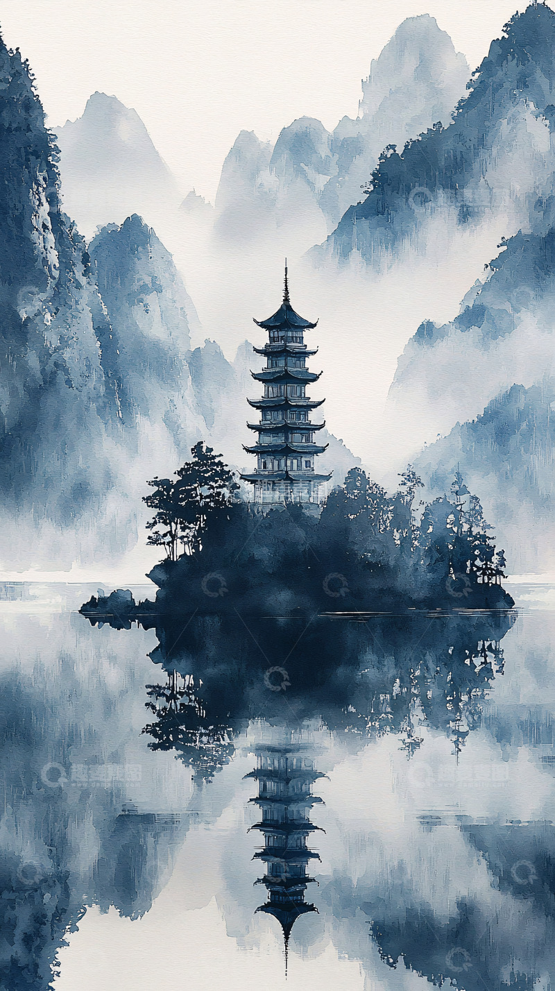 高清大图下载【趣麦麦图】水墨山水画36