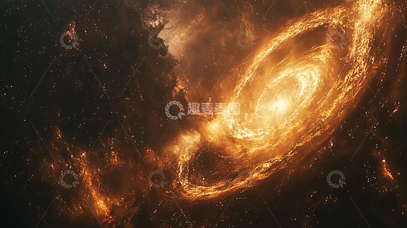 高清大图下载【趣麦麦图】金色漩涡星云宇宙景观