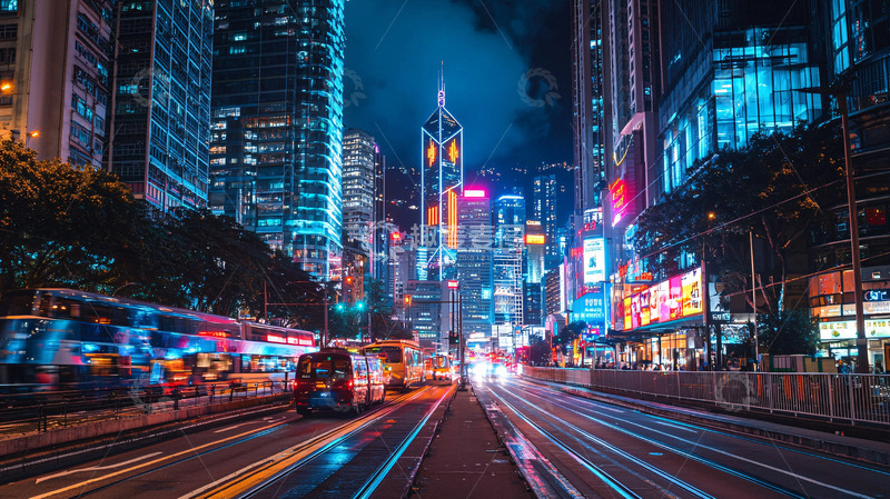 高清大图下载【趣麦麦图】夜景城市街道