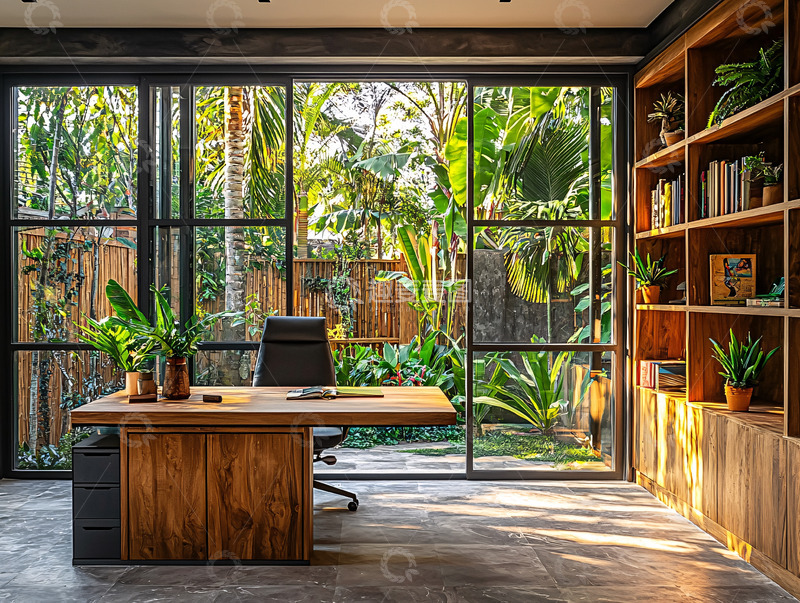 高清大图下载【趣麦麦图】极简风格原木办公桌