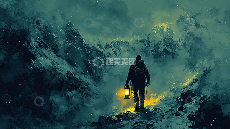 高清大图下载【趣麦麦图】雪山探险