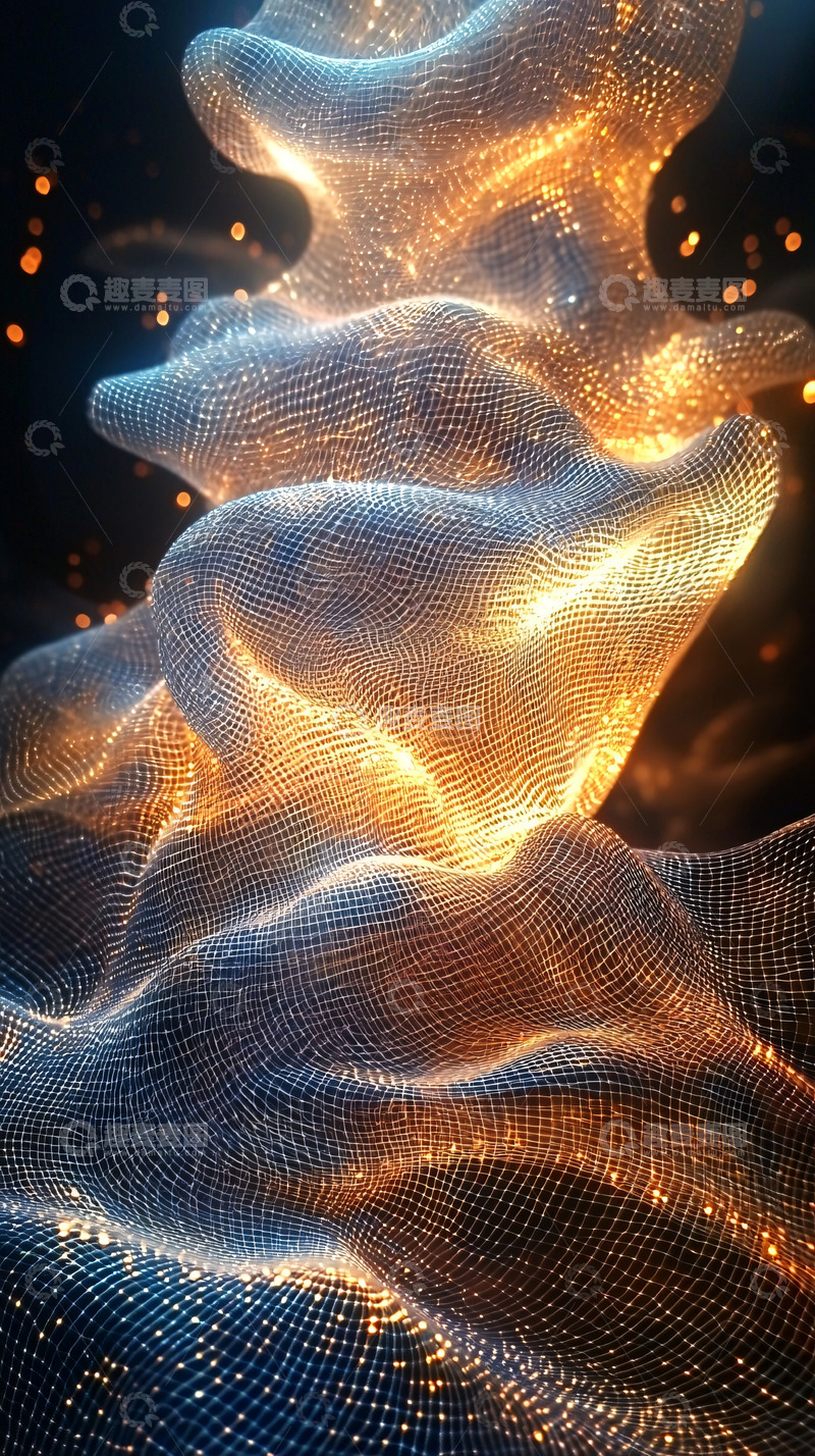 高清大图下载【趣麦麦图】发光流动网格结构