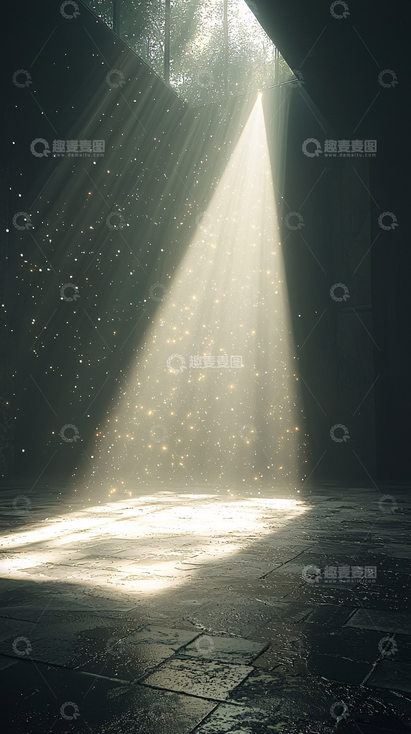 高清大图下载【趣麦麦图】-光线穿透黑暗空间