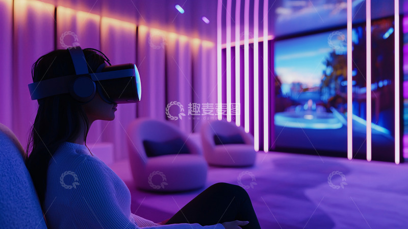高清大图下载【趣麦麦图】女子戴VR眼镜体验虚拟现实