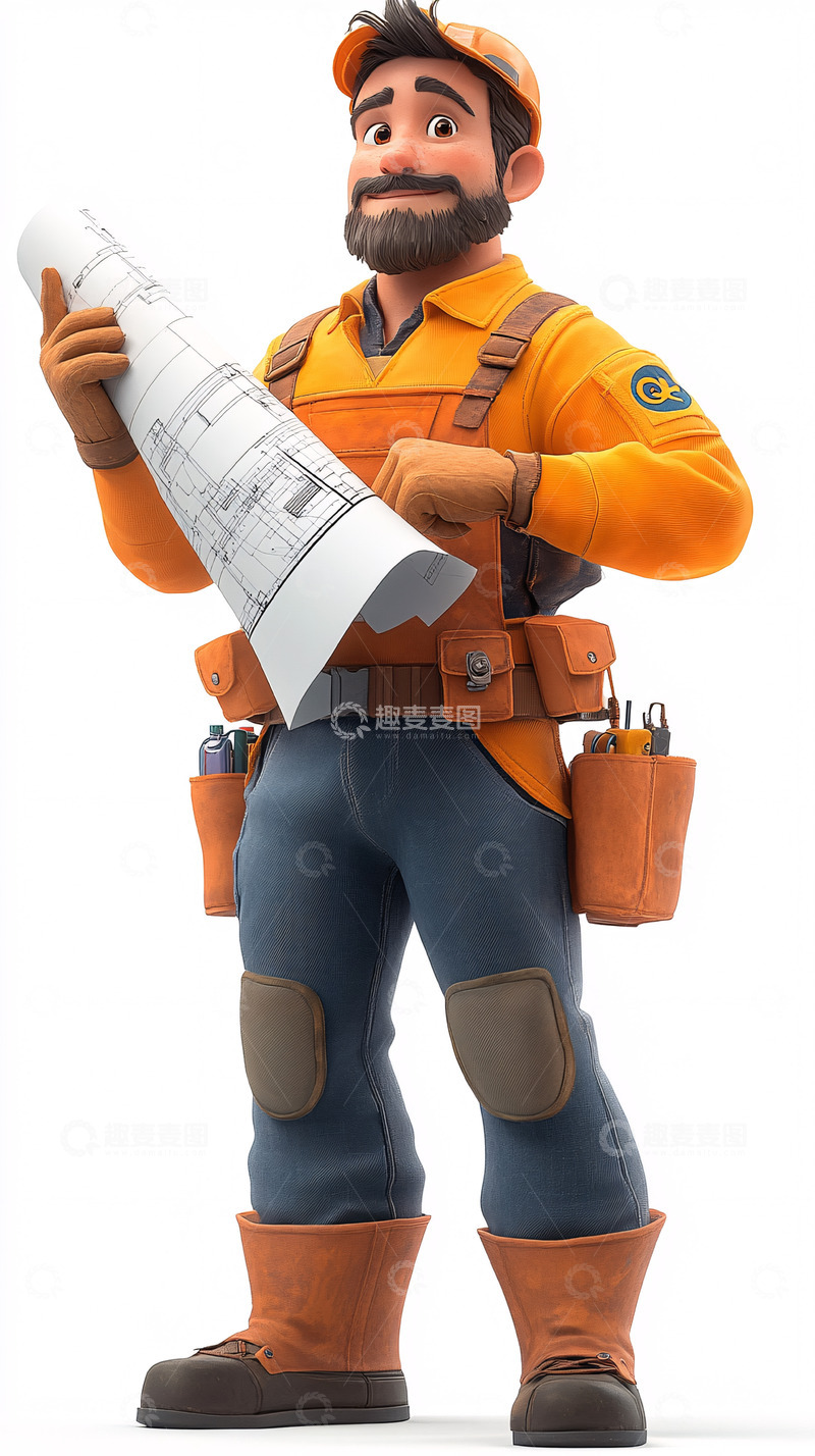高清大图下载【趣麦麦图】卡通建筑工人