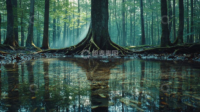高清大图下载【趣麦麦图】森林倒影