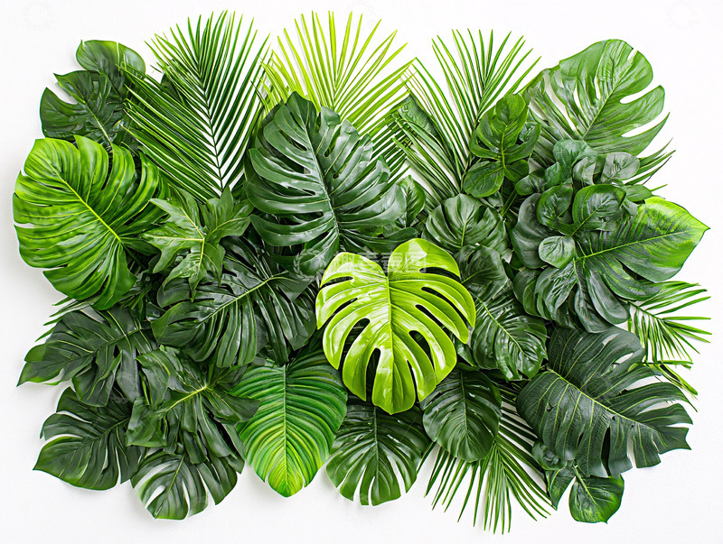 高清大图下载【趣麦麦图】热带植物绿叶背景