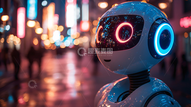 高清大图下载【趣麦麦图】夜景都市机器人