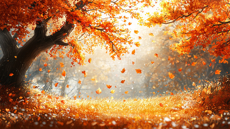 高清大图下载【趣麦麦图】秋日暖阳下的落叶