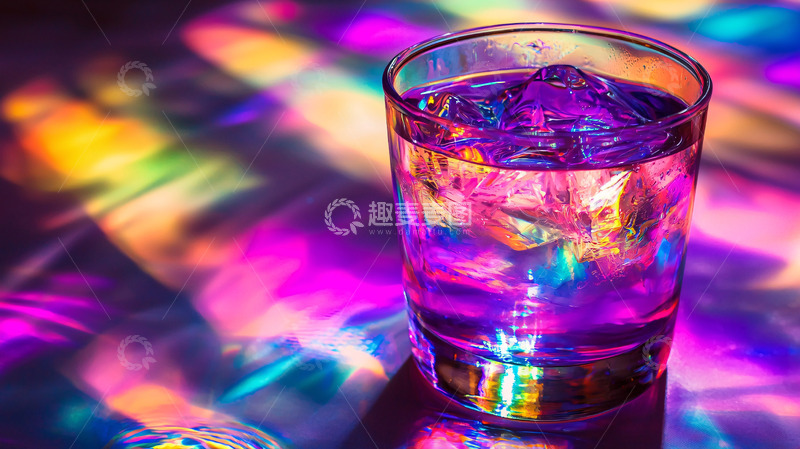 高清大图下载【趣麦麦图】彩色灯光下的冰水