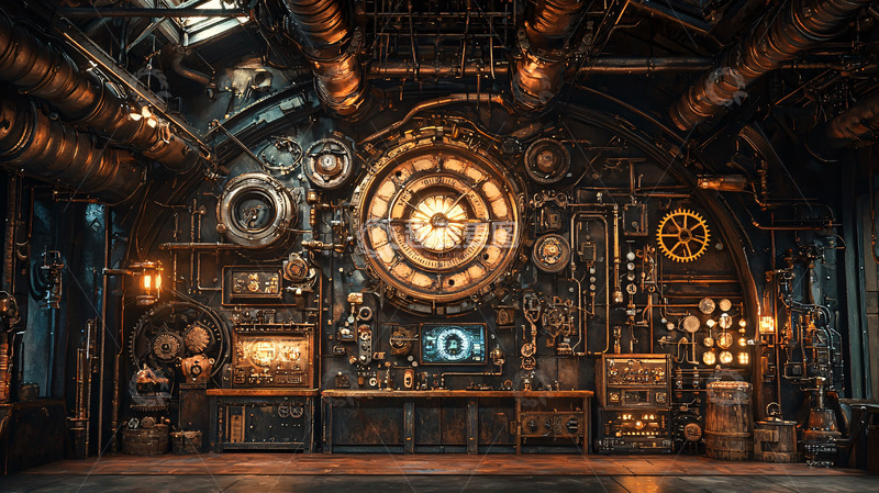 高清大图下载【趣麦麦图】蒸汽朋克风格的机械内部构造