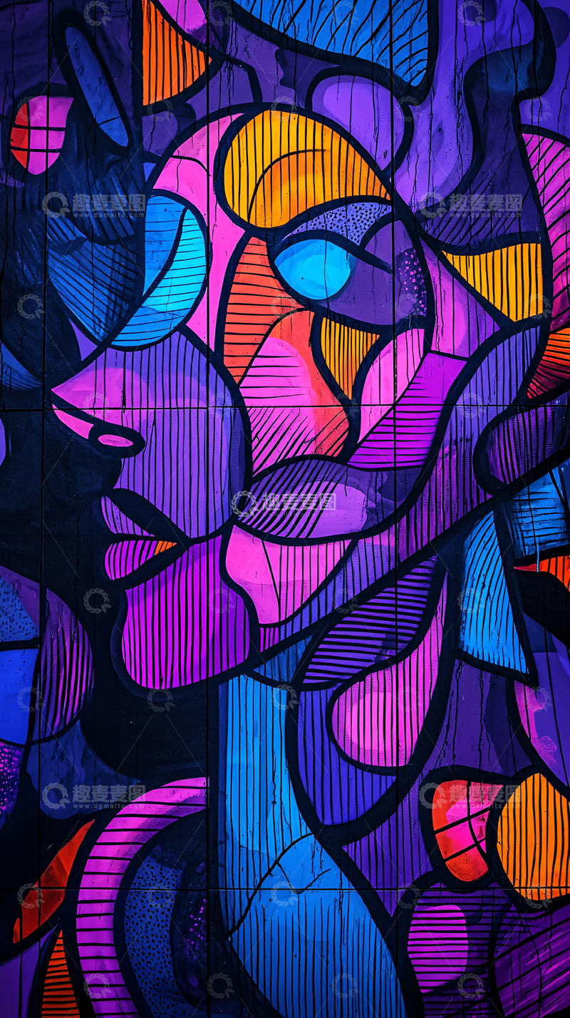 高清大图下载【趣麦麦图】抽象几何彩色人像