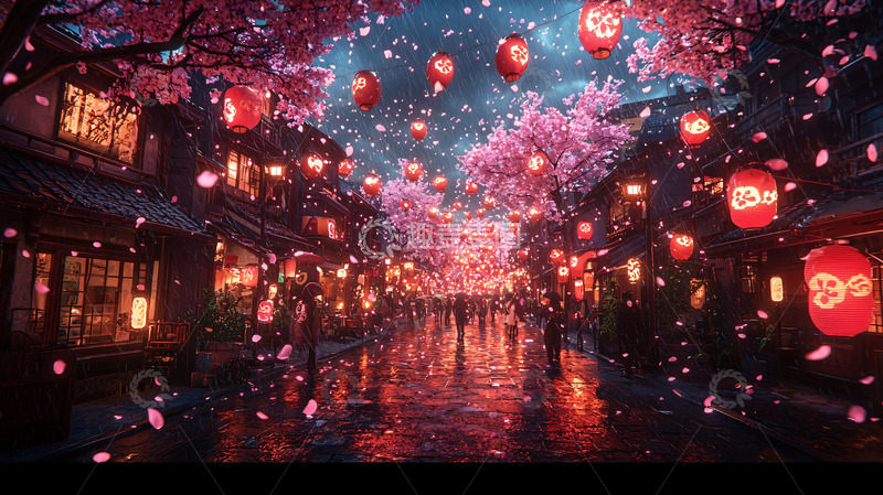 高清大图下载【趣麦麦图】樱花飘落