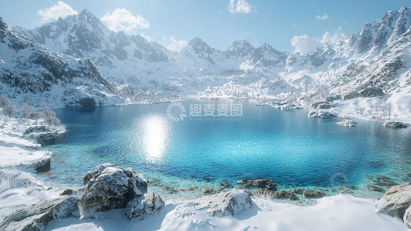 高清大图下载【趣麦麦图】雪山湖泊景色