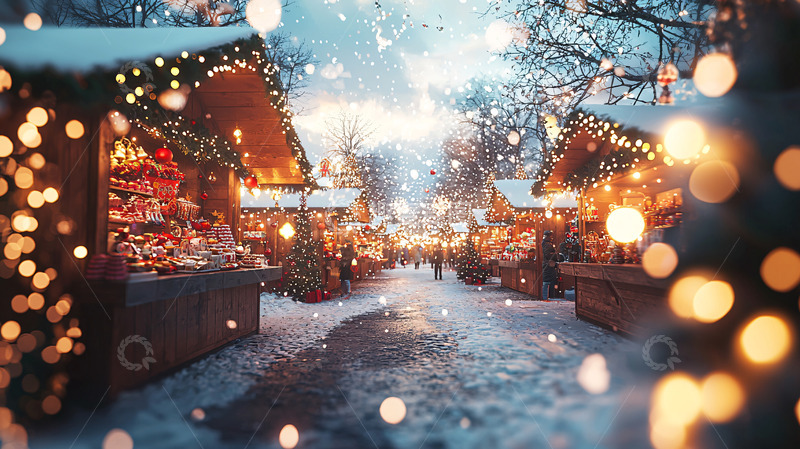 冬日圣诞集市夜景