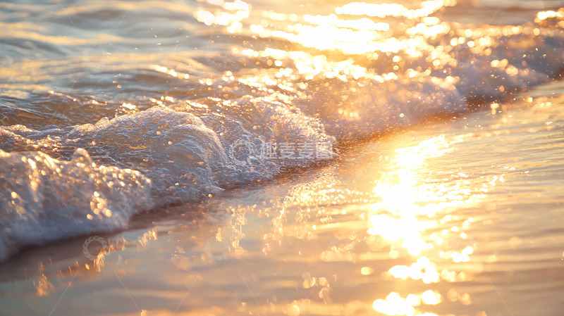 高清大图下载【趣麦麦图】日出海浪细沙滩