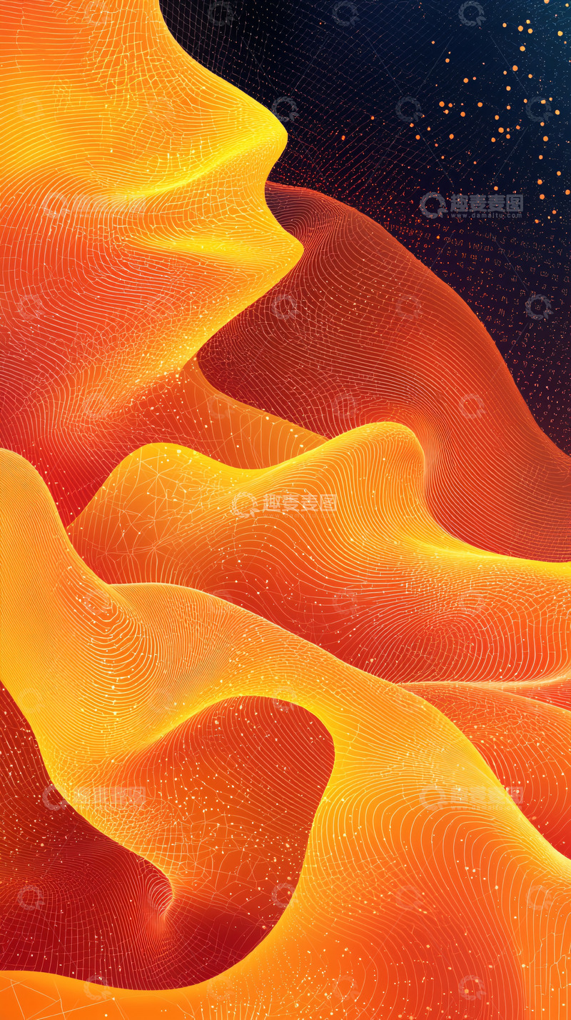 高清大图下载【趣麦麦图】橙色纹理流体沙丘