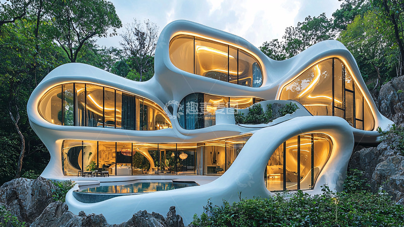 高清大图下载【趣麦麦图】流线型现代别墅