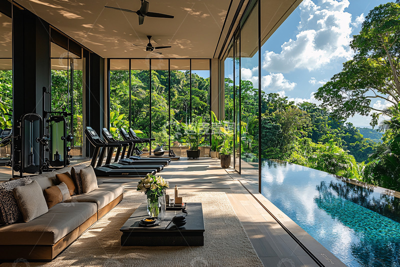 高清大图下载【趣麦麦图】泳池别墅健身房