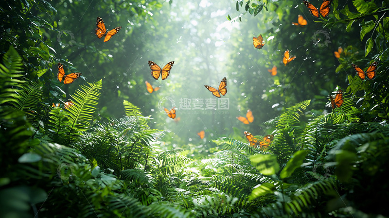 高清大图下载【趣麦麦图】热带雨林蝴蝶仙境