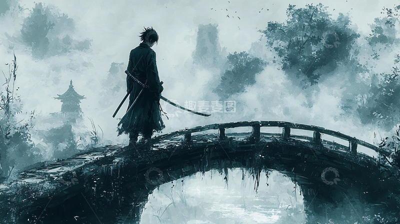 高清大图下载【趣麦麦图】雾中武士