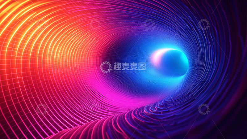 高清大图下载【趣麦麦图】炫彩隧道光线汇聚中心点