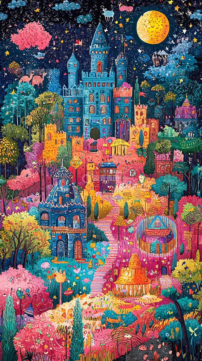 高清大图下载【趣麦麦图】梦幻城堡夜景