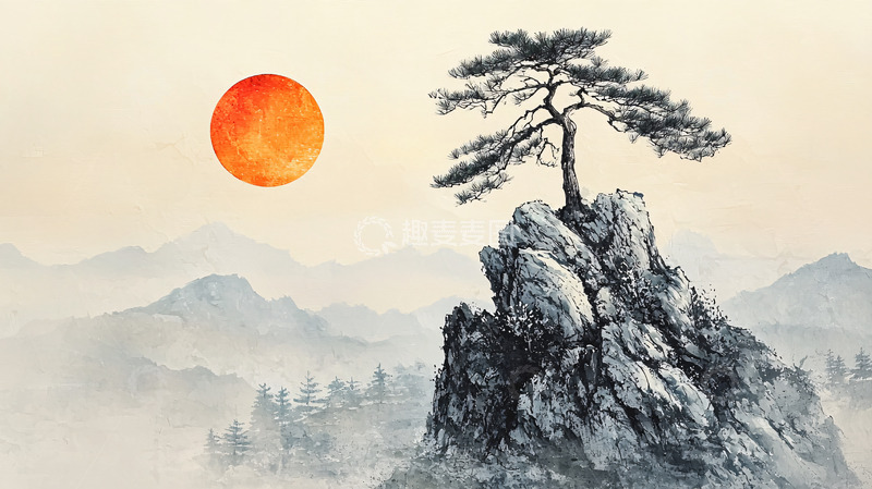 高清大图下载【趣麦麦图】山顶孤树