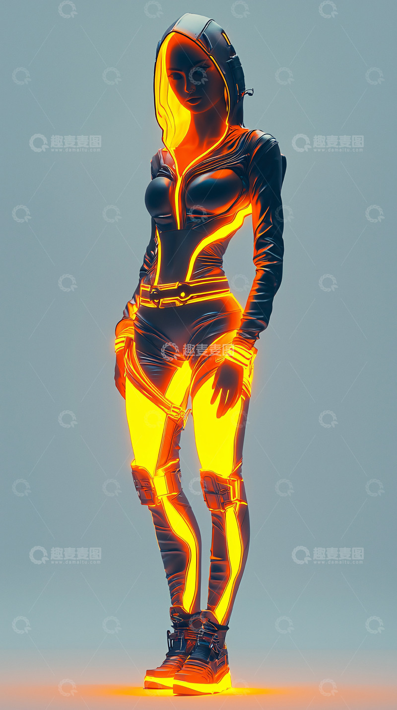 高清大图下载【趣麦麦图】科幻风发光女性角色