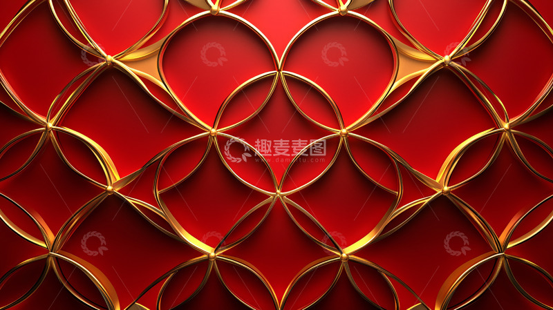 高清大图下载【趣麦麦图】红色金色几何图案背景