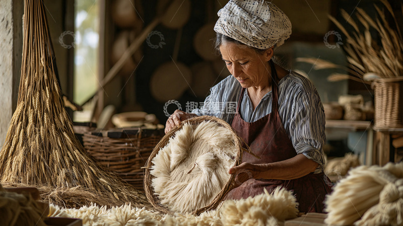 高清大图下载【趣麦麦图】老妇人手工编织