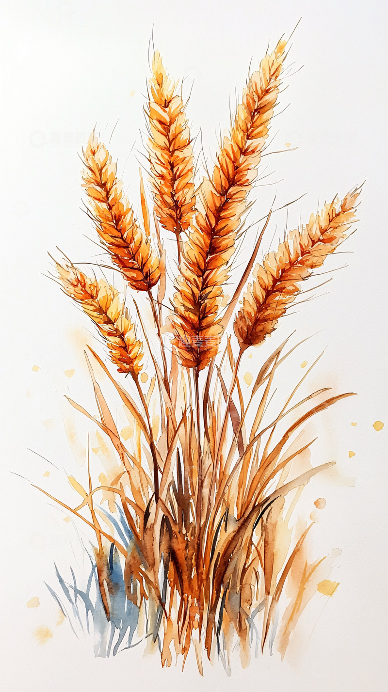 高清大图下载【趣麦麦图】水彩画小麦