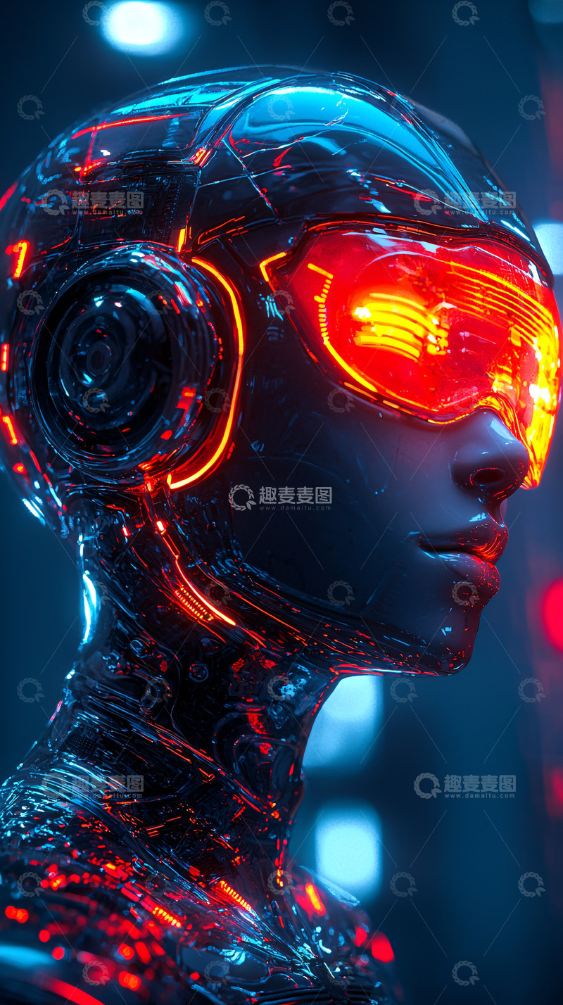 高清大图下载【趣麦麦图】未来科技感女性机器人