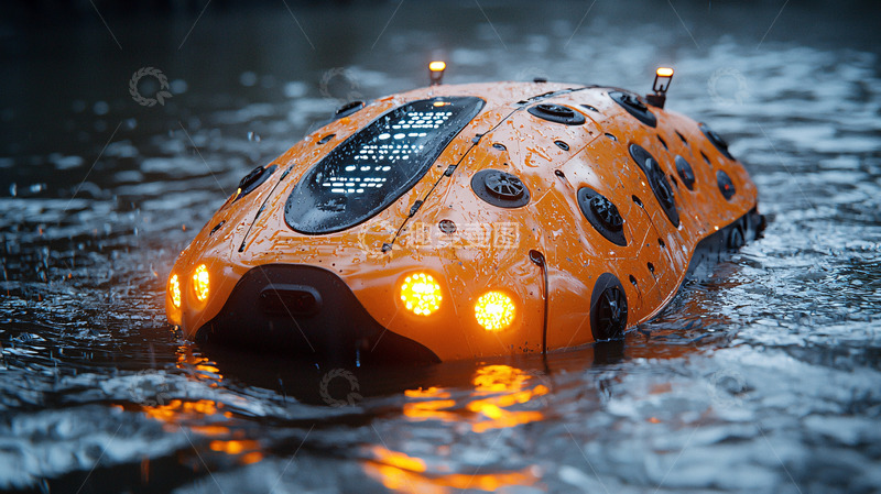 高清大图下载【趣麦麦图】橙色水下机器人