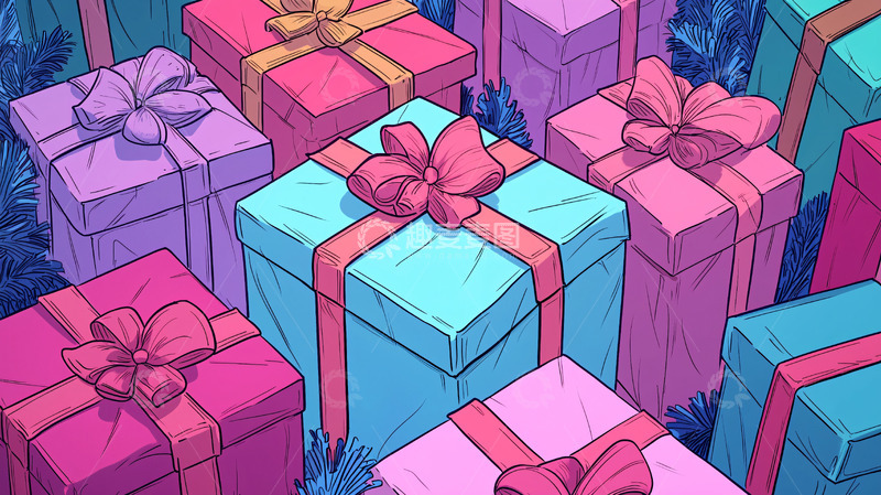 高清大图下载【趣麦麦图】彩色礼盒堆叠