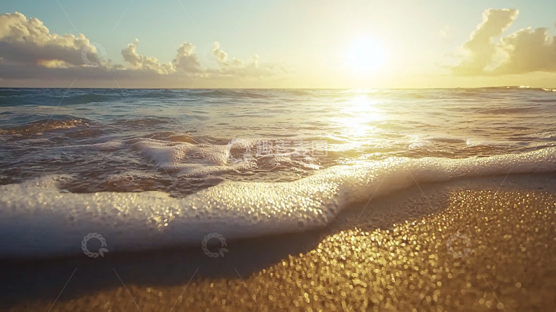 高清大图下载【趣麦麦图】海滩日出浪花
