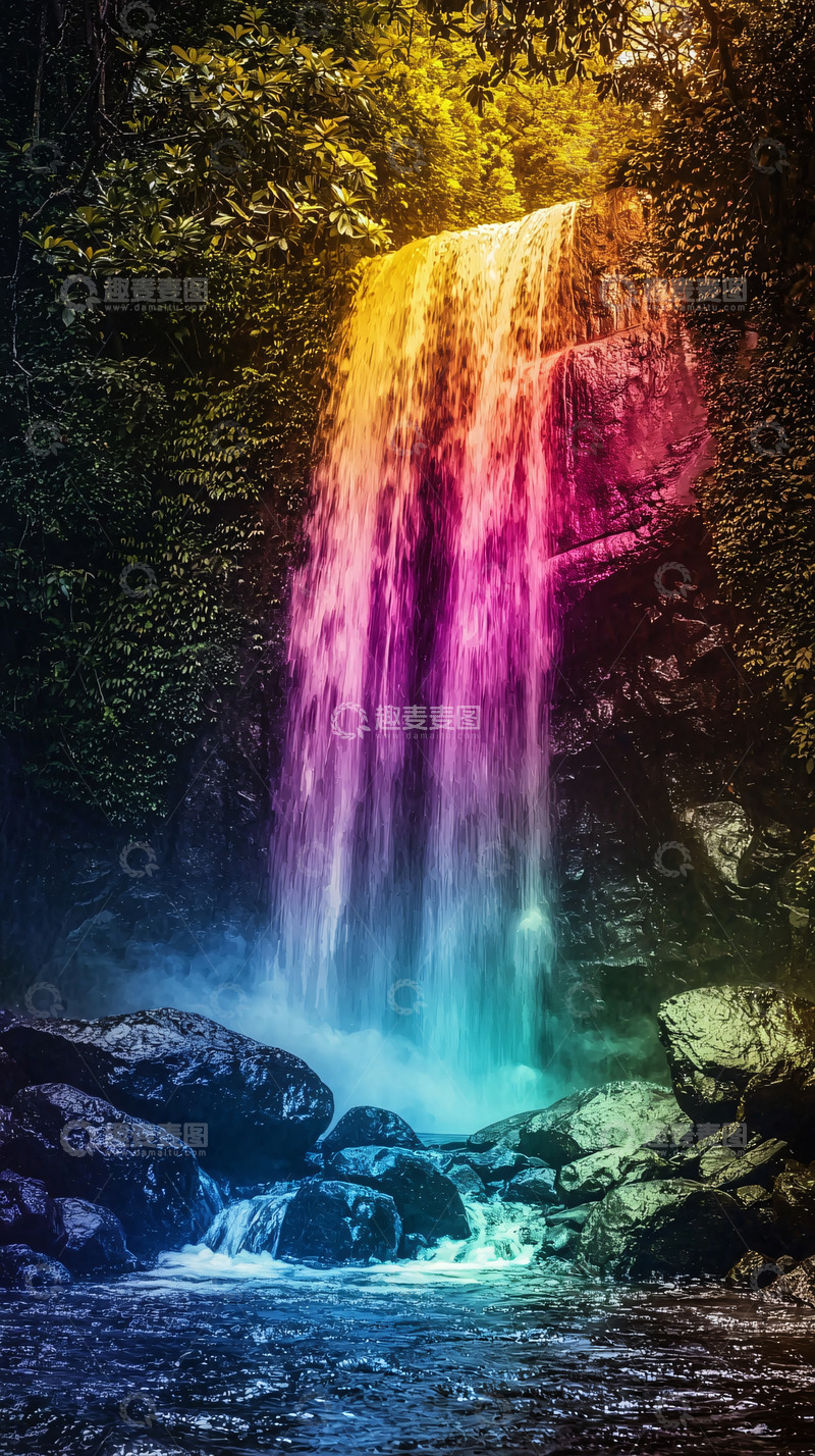 高清大图下载【趣麦麦图】彩虹瀑布