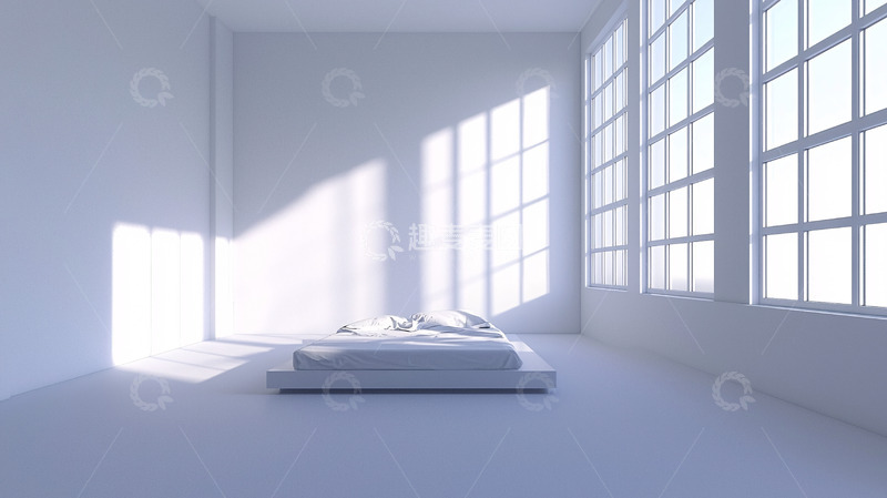 高清大图下载【趣麦麦图】极简白色卧室阳光洒落