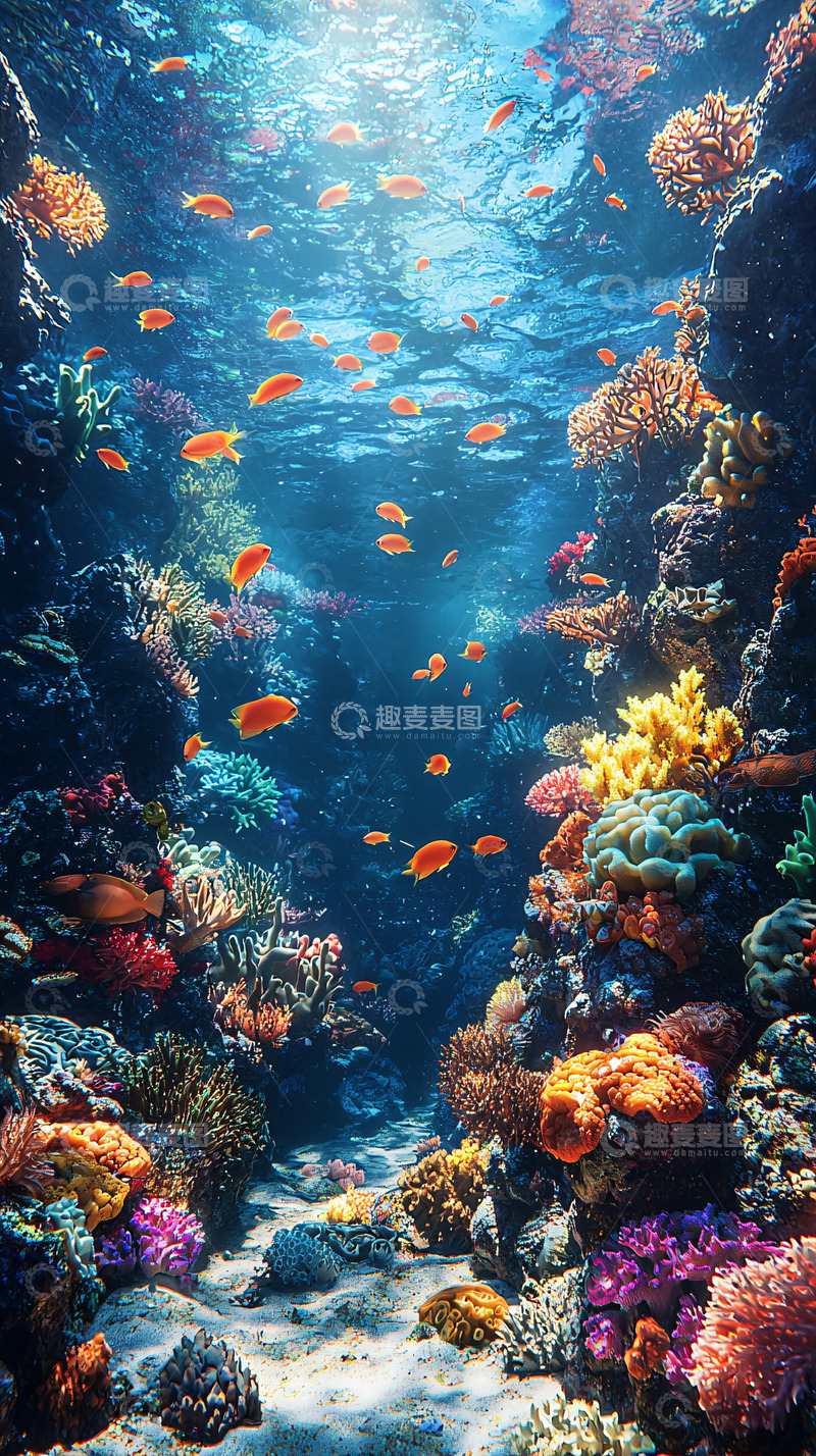 高清大图下载【趣麦麦图】阳光照射下的珊瑚礁