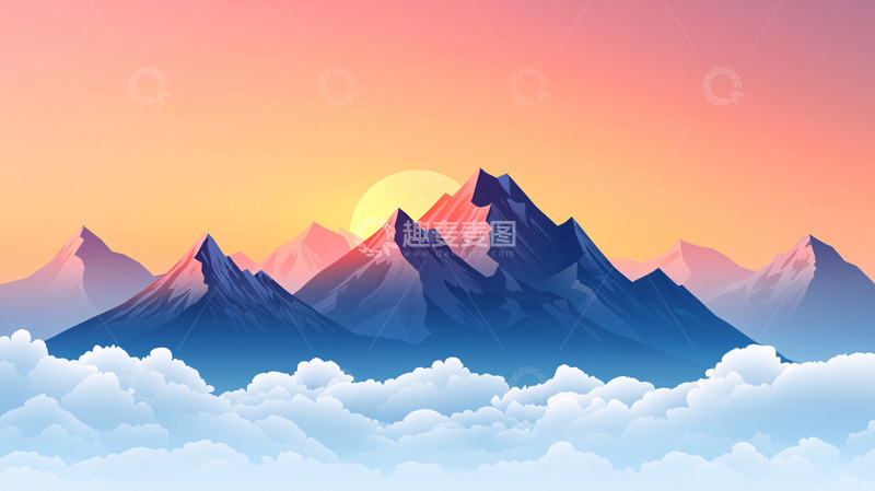 高清大图下载【趣麦麦图】日出山峰云海